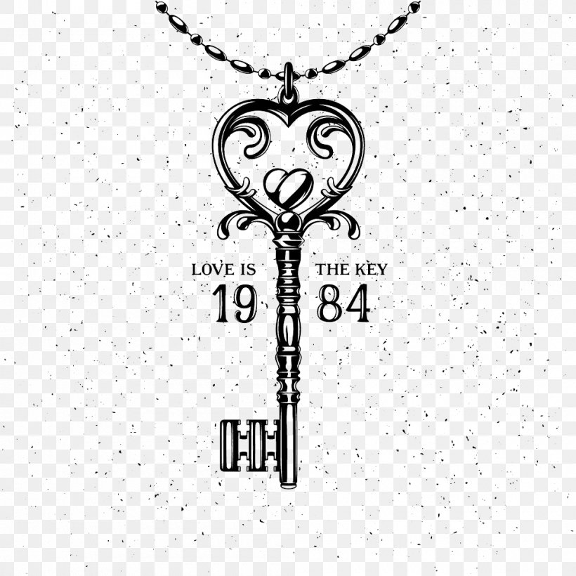 Key Valentines Day Heart Illustration, PNG, 1000x1000px, Key, Black And White, Body Jewelry, Brand, Creative Market Download Free
