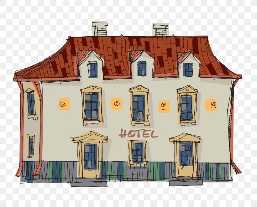 Painting Cartoon, PNG, 769x661px, Hotel, Architecture, Building, Drawing, Estate Download Free