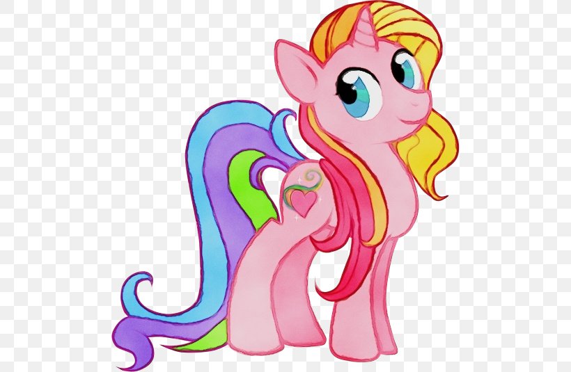 Animal Figure Cartoon Pony Clip Art Pink, PNG, 500x535px, Watercolor, Animal Figure, Cartoon, Fictional Character, Horse Download Free