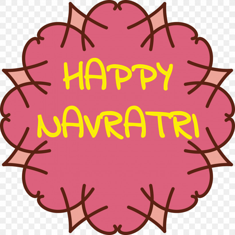Happy Navratri, PNG, 3000x3000px, Pictogram, Cartoon, Christmas Day, Flower, Line Download Free