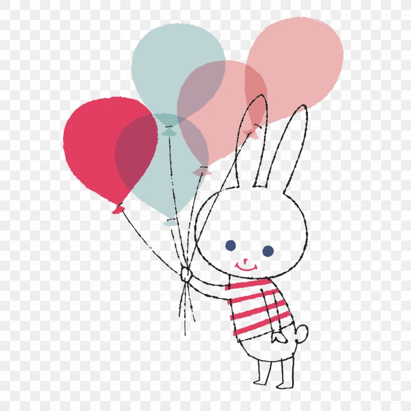 Rabbit Abziehtattoo Balloon, PNG, 1000x1000px, Watercolor, Cartoon, Flower, Frame, Heart Download Free