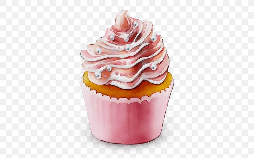 Cupcake Pink Baking Cup Icing Buttercream, PNG, 512x512px, Watercolor, Baking Cup, Buttercream, Cake, Cake Decorating Supply Download Free
