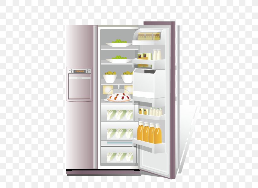 Refrigerator Euclidean Vector, PNG, 600x600px, Refrigerator, Home Appliance, Kitchen, Kitchen Appliance, Major Appliance Download Free