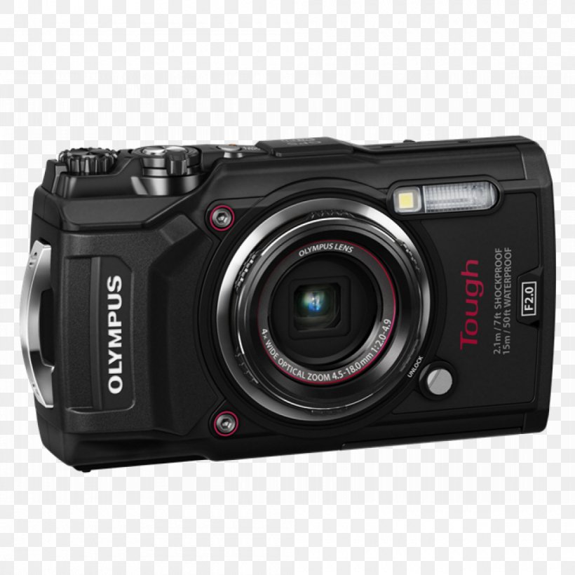 Olympus Tough TG-4 Point-and-shoot Camera Black, PNG, 1000x1000px, Olympus Tough Tg4, Black, Camera, Camera Accessory, Camera Lens Download Free