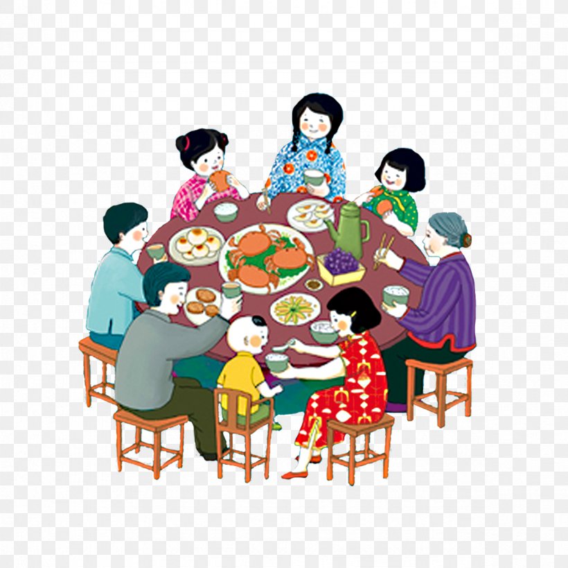 Reunion Dinner Mid-Autumn Festival Chinese New Year Family Illustration, PNG, 1181x1181px, Reunion Dinner, Art, Cartoon, Chinese New Year, Dinner Download Free