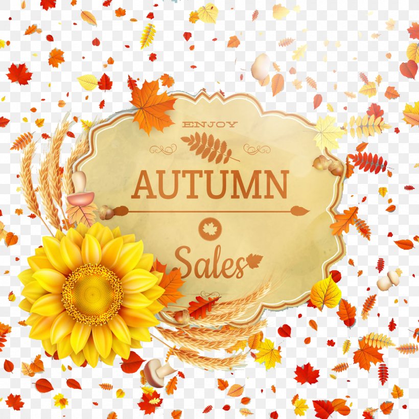 Autumn Leaf, PNG, 1000x1000px, Autumn, Common Sunflower, Floral Design, Floristry, Flower Download Free