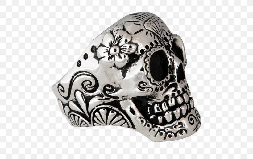 Skull Calavera Silver Headgear Jewellery, PNG, 516x516px, Skull, Bone, Calavera, Headgear, Jewellery Download Free