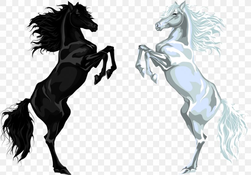 Arabian Horse Stallion Euclidean Vector Illustration, PNG, 1000x697px, Horse, Art, Black And White, Cartoon, Fictional Character Download Free