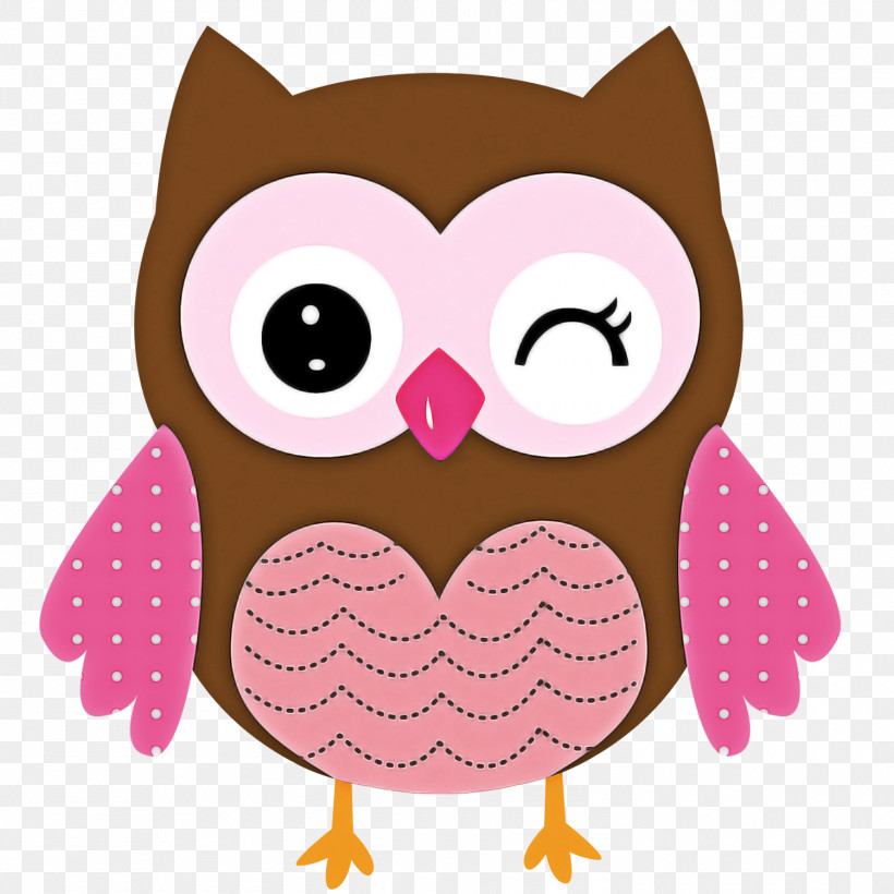 Owl Pink Cartoon Bird Bird Of Prey, PNG, 1500x1500px, Owl, Bird, Bird Of Prey, Brown, Cartoon Download Free