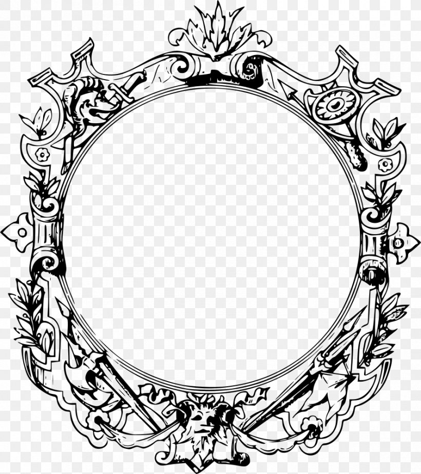 Picture Frames Clip Art, PNG, 888x1000px, Picture Frames, Black And White, Body Jewelry, Decorative Arts, Document Download Free