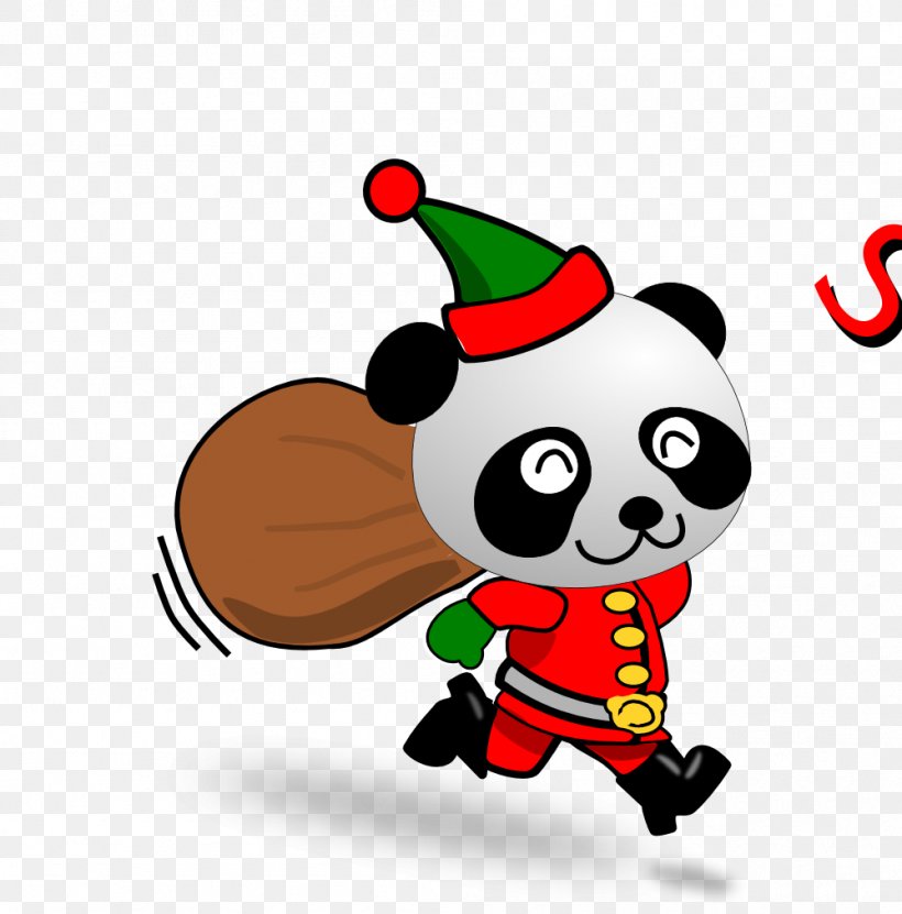 Giant Panda Wedding Invitation Christmas Card Santa Claus, PNG, 999x1013px, Giant Panda, Art, Bear, Cartoon, Christmas Download Free