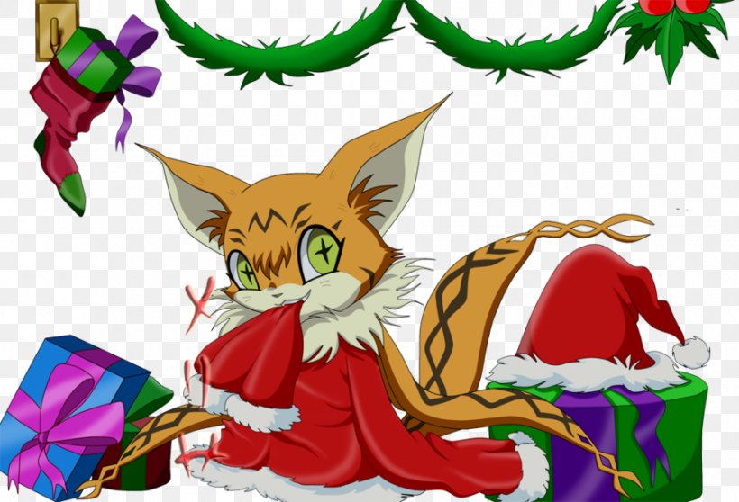 Cat Christmas Ornament Christmas Tree Reindeer, PNG, 900x613px, Cat, Art, Carnivoran, Cartoon, Cat Like Mammal Download Free