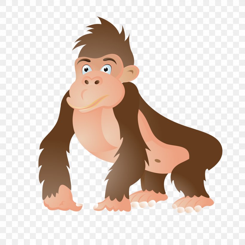 Ape Western Gorilla Orangutan Vector Graphics Clip Art, PNG, 2500x2500px, Ape, Can Stock Photo, Carnivoran, Cartoon, Gorilla Download Free