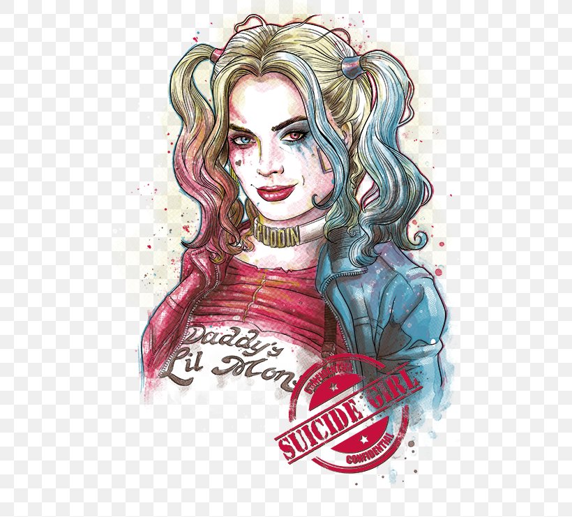 Harley Quinn T-shirt Joker Suicide Squad, PNG, 500x741px, Watercolor, Cartoon, Flower, Frame, Heart Download Free