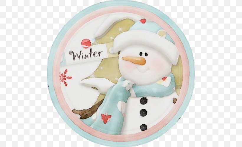 Snowman, PNG, 500x500px, Watercolor, Cartoon, Heart, Paint, Plate Download Free