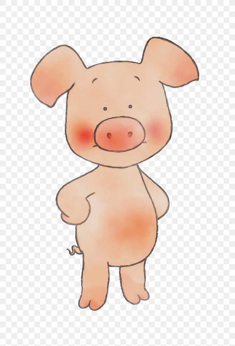 Cartoon Domestic Pig Suidae Pink Nose, PNG, 1088x1600px, Watercolor, Animation, Cartoon, Domestic Pig, Livestock Download Free