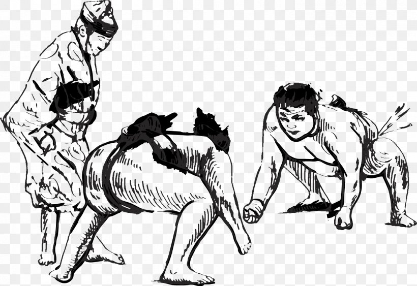 Sumo Dog Wrestling Illustration, PNG, 1469x1009px, Sumo, Arm, Art, Black And White, Carnivoran Download Free