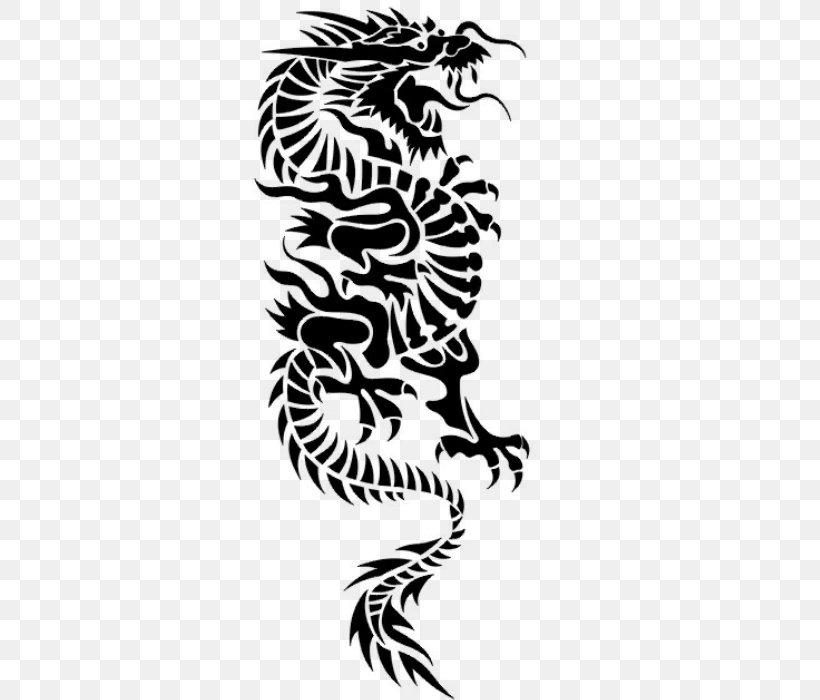 Tattoo Dragon Drawing Illustration Vector Graphics, PNG, 700x700px, Tattoo, Blackandwhite, Chinese Dragon, Dragon, Drawing Download Free