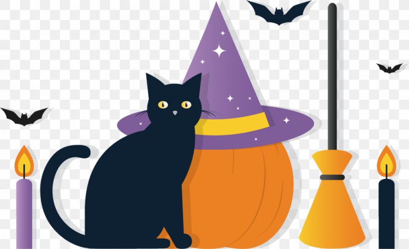 Black Cat Halloween Clip Art, PNG, 1010x617px, Halloween, Art, Black Cat, Carnivoran, Cartoon Download Free