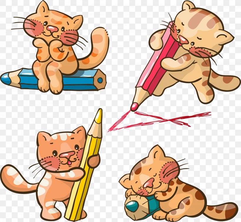 Cat Kitten Pencil Cuteness, PNG, 2928x2689px, Cat, Animal Figure, Art, Artwork, Carnivoran Download Free