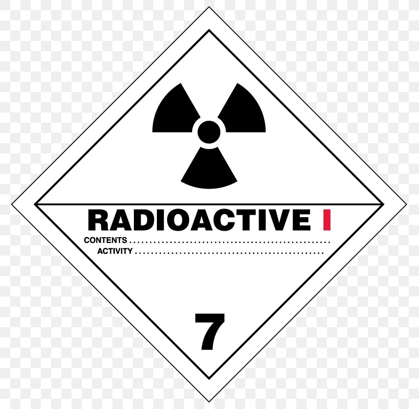 Dangerous Goods HAZMAT Class 7 Radioactive Substances Label Placard Material, PNG, 800x800px, Dangerous Goods, Area, Black, Brand, Chemical Substance Download Free