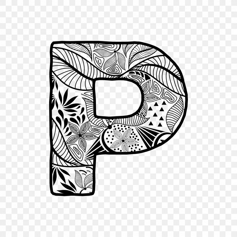 P Drawing Letter Font, PNG, 2480x2480px, Drawing, Alphabet, Black And White, Brand, Doodle Download Free