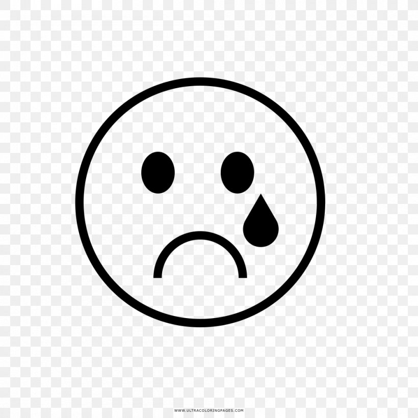 Smiley Sadness Face Drawing, PNG, 1000x1000px, Smiley, Area, Black And White, Coloring Book, Crying Download Free