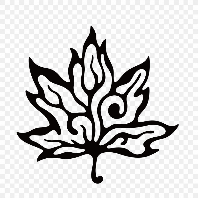 Maple Leaf Black And White, PNG, 1500x1500px, Maple Leaf, Black, Black And White, Branch, Flora Download Free