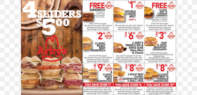 Roast Beef French Fries Fast Food Arby's Coupon, PNG, 829x402px, Roast Beef, Advertising, Code, Coupon, Cuisine Download Free