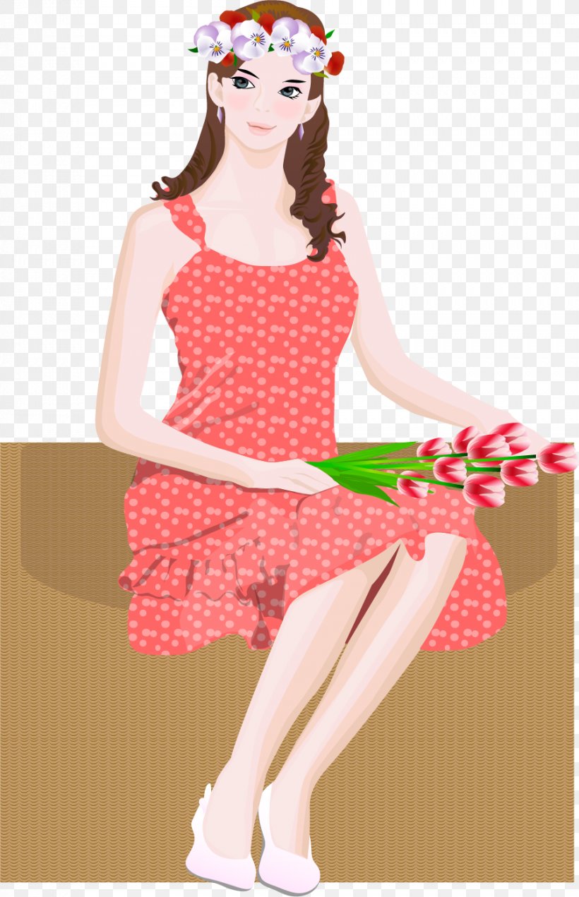 Sitting Woman Clip Art, PNG, 902x1399px, Watercolor, Cartoon, Flower, Frame, Heart Download Free
