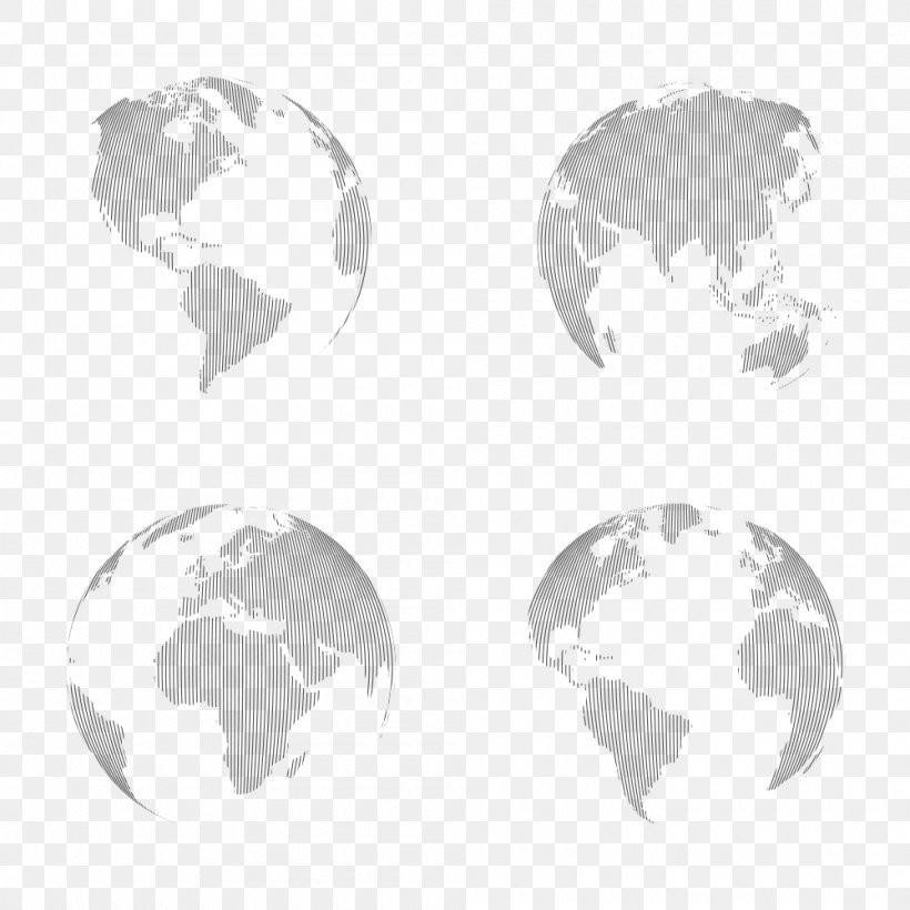 Globe World Map Illustration, PNG, 1000x1000px, Globe, Black And White ...
