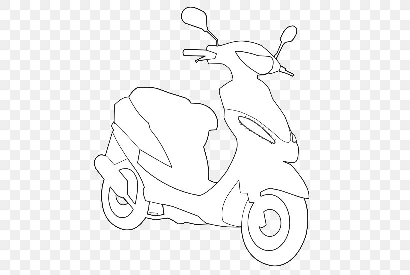 Scooter Drawing Line Art Black And White Clip Art, PNG, 555x551px, Watercolor, Cartoon, Flower, Frame, Heart Download Free