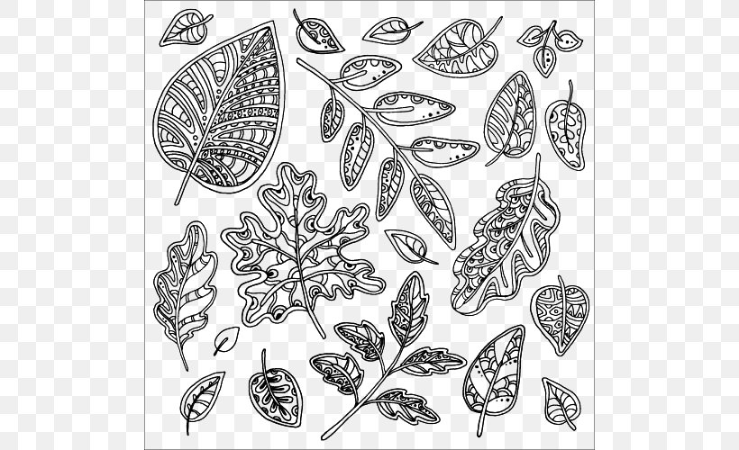 Leaf Cartoon Tree Illustration, PNG, 500x500px, Leaf, Art, Black And White, Blueprint, Cartoon Download Free
