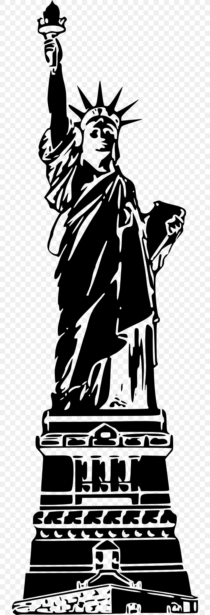 Statue Of Liberty Clip Art, PNG, 726x2400px, Statue Of Liberty, Art, Black, Black And White, Drawing Download Free