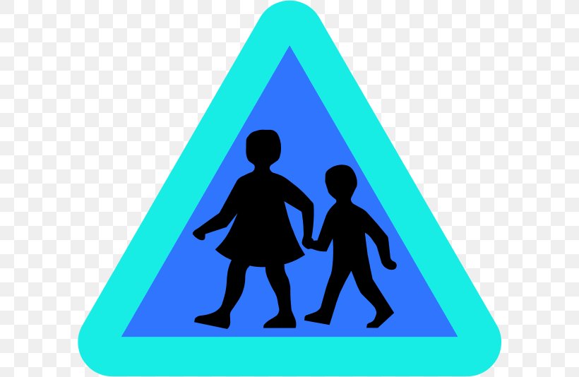 Traffic Sign Child Pedestrian Crossing Clip Art, PNG, 600x534px, Traffic Sign, Area, Blue, Child, Human Behavior Download Free