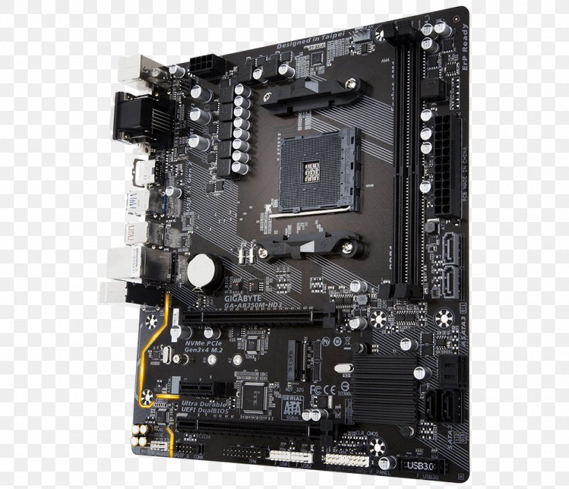 Gigabyte GA-AB350M-HD3 AMD B350 Socket AM4 Motherboard MicroATX GIGABYTE GA-AB350M-Gaming 3, PNG, 1000x860px, Socket Am4, Athlon, Atx, Computer Component, Computer Hardware Download Free