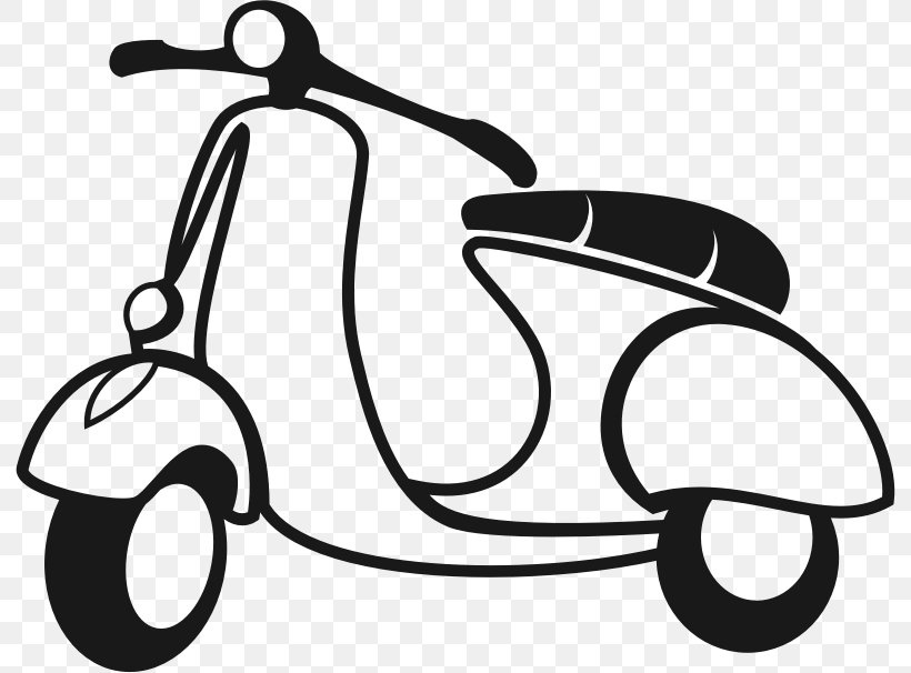Scooter Vespa Motorcycle Moped, PNG, 792x606px, Scooter, Artwork, Bicycle, Black And White, Drawing Download Free