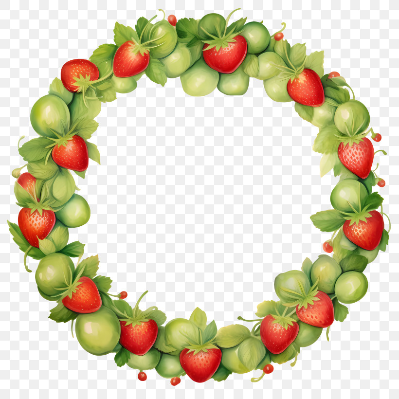 Strawberry - Fruit And Leaf Wreath PNG