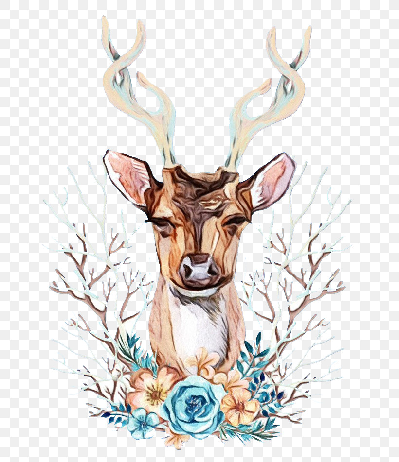 Reindeer, PNG, 658x951px, Watercolor, Antler, Deer, Drawing, Elk Download Free