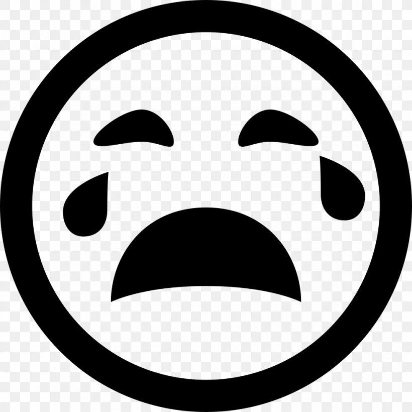 Emoticon Crying Clip Art, PNG, 980x980px, Emoticon, Black And White, Crying, Face, Facial Expression Download Free