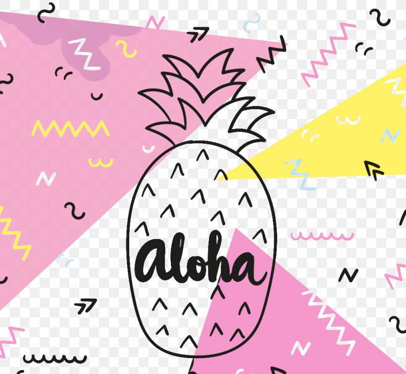 Hawaii Aloha Pineapple Vecteur Euclidean Vector, PNG, 1024x942px, Watercolor, Cartoon, Flower, Frame, Heart Download Free
