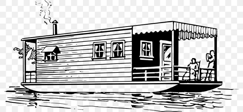 Houseboat Kerala Clip Art, PNG, 794x380px, Houseboat, Area, Black And White, Boat, Boathouse Download Free