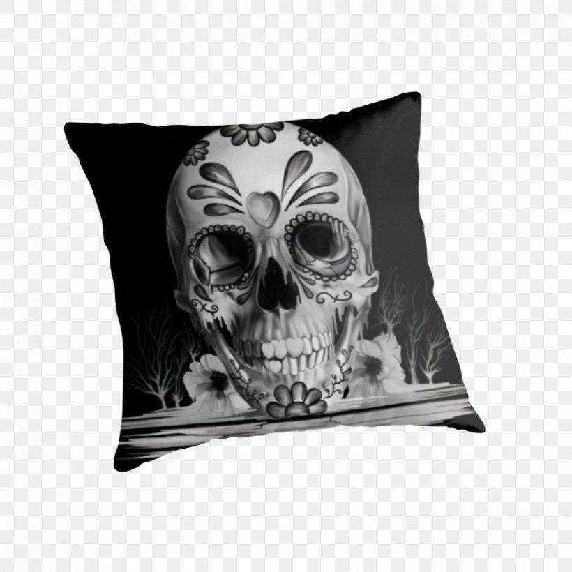 Throw Pillows Skull Calavera Cushion, PNG, 875x875px, Throw Pillows, Bag, Bed, Bone, Calavera Download Free
