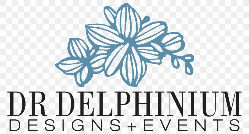 Dr. Delphinium Designs & Events Floral Design Flower Dr Delphinium, PNG, 3600x1940px, Dr Delphinium Designs Events, Artwork, Black And White, Blossom, Brand Download Free