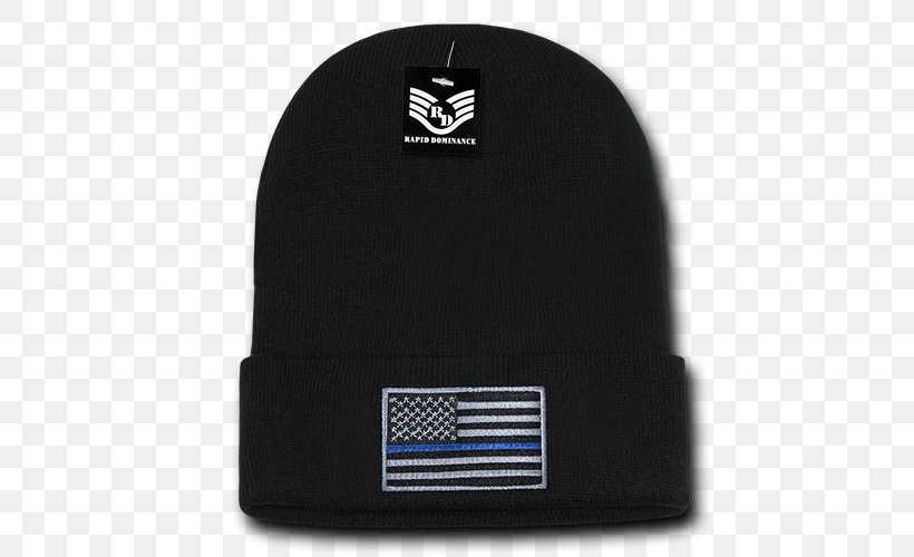 Beanie Flag Of The United States Thin Blue Line Cap, PNG, 500x500px, Beanie, Baseball Cap, Black, Brand, Cap Download Free