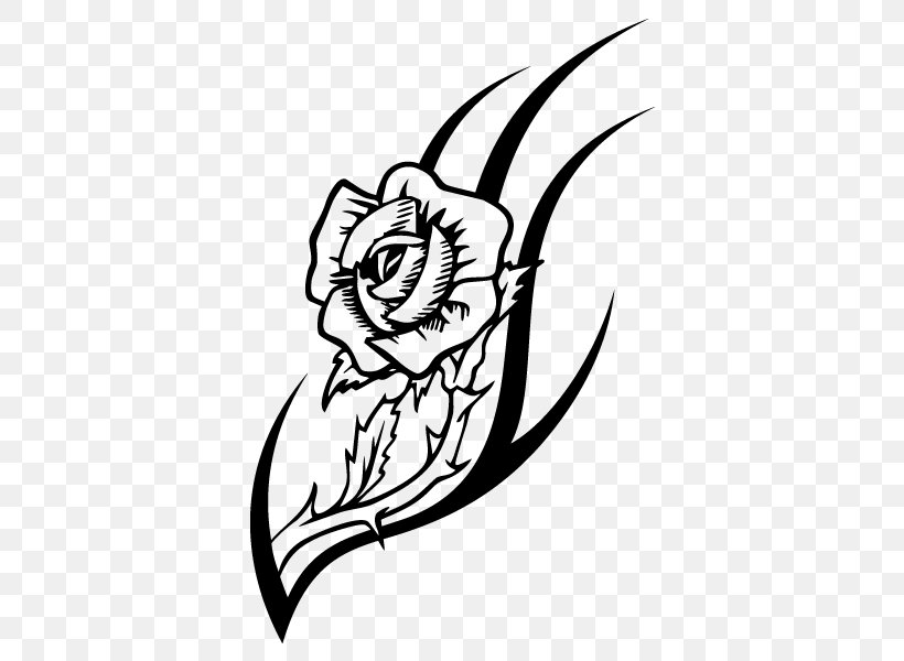 Rose Tattoo Drawing Clip Art, PNG, 600x600px, Rose, Art, Artwork, Black And White, Drawing Download Free