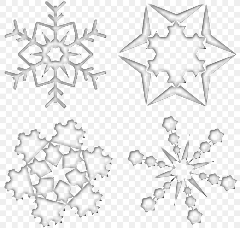 Snowflake Clip Art, PNG, 800x780px, Snowflake, Area, Black And White, Body Jewelry, Crystal Download Free