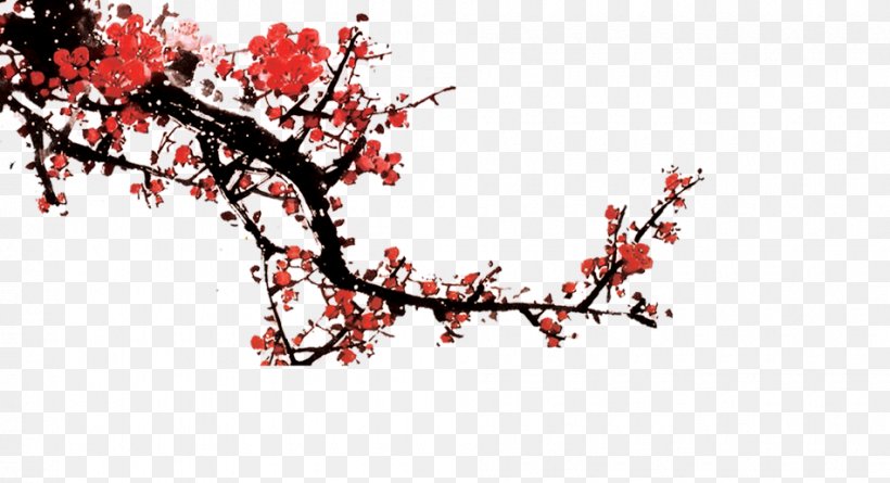 Ink Wash Painting Wall Plum Blossom Chinese New Year, PNG, 950x516px, Ink Wash Painting, Bamboo, Blossom, Branch, Cherry Blossom Download Free