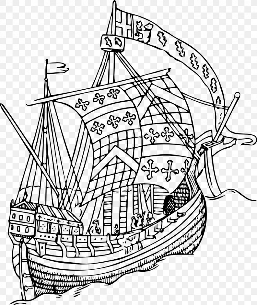 Sailing Ship Boat Clip Art, PNG, 842x1000px, Ship, Artwork, Barque, Black And White, Boat Download Free