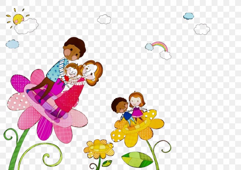 Clip Art Cartoon Sharing Playing With Kids Fictional Character, PNG, 1000x707px, Watercolor, Cartoon, Fictional Character, Paint, Playing With Kids Download Free